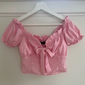 Babydoll bow tie crop top